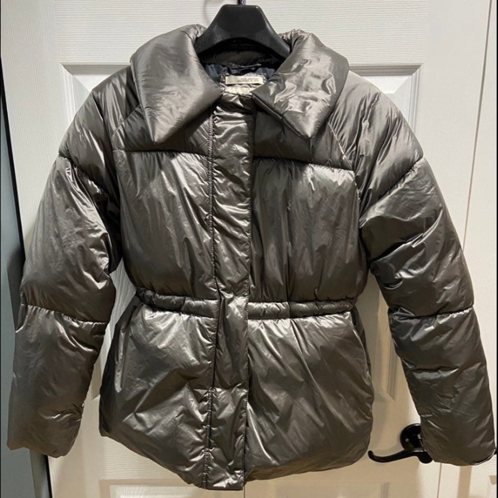 A New Day Gray Shimmer Puffer Coat